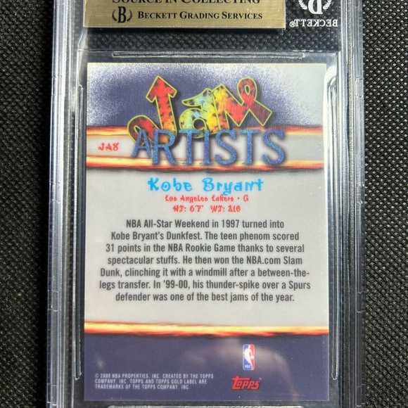 2000-01 Topps Gold Label Jam Artists #JA8 Kobe Bryant BGS 9.5 True Gem Mint HOF - Picture 2 of 2